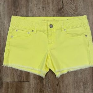 American Eagle Jean Shorts; Neon Yellow color; size 10
